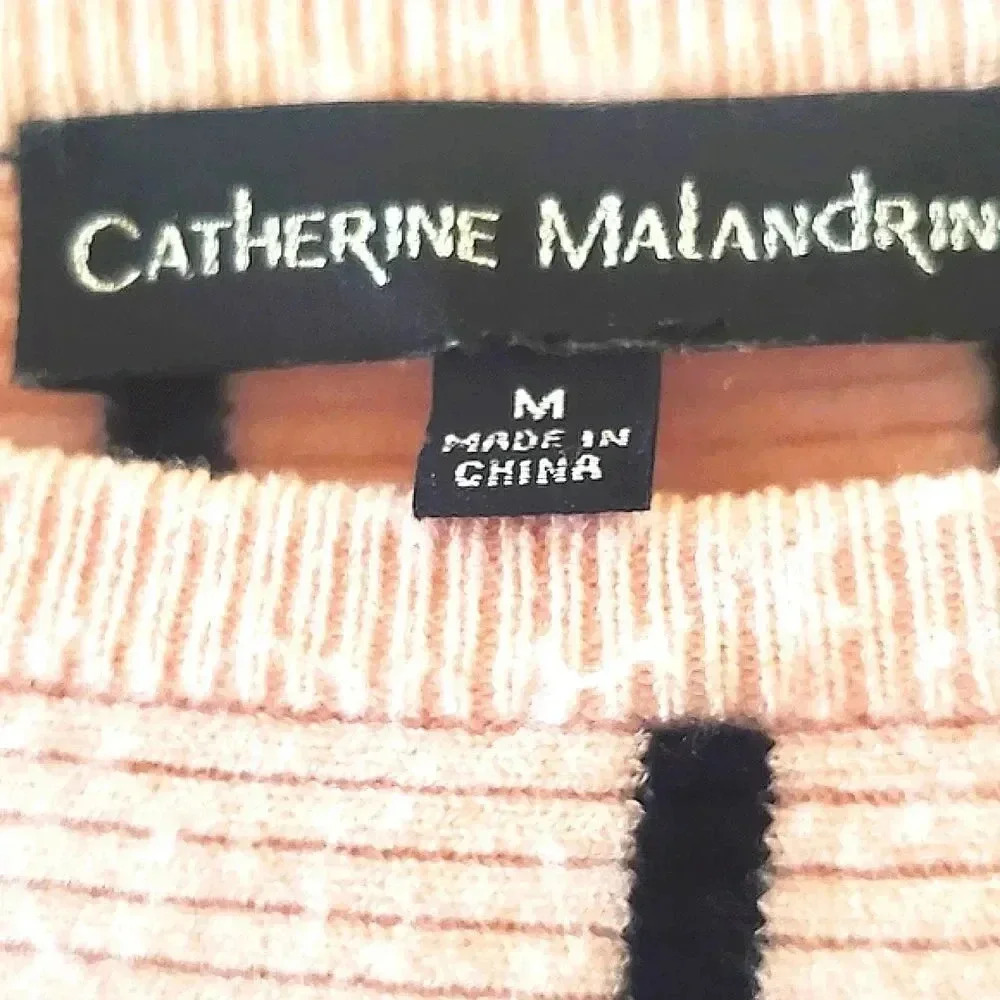 Catherine Malandrino pink and black striped crew neck sweater Size Medium - Picture 3 of 3